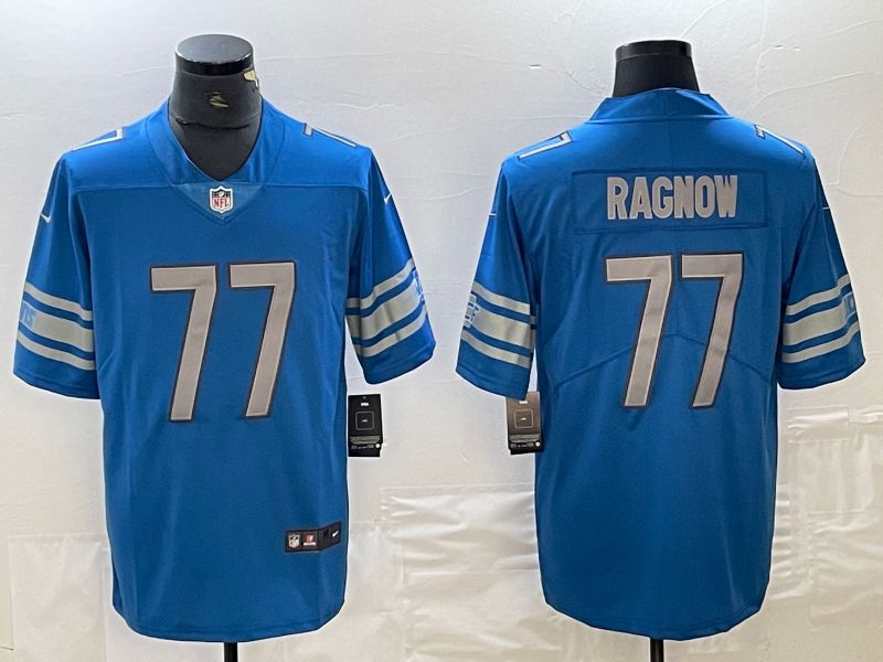 Men Detroit Lions 77 Ragnow Blue Nike Vapor Untouchable Limited NFL Jersey